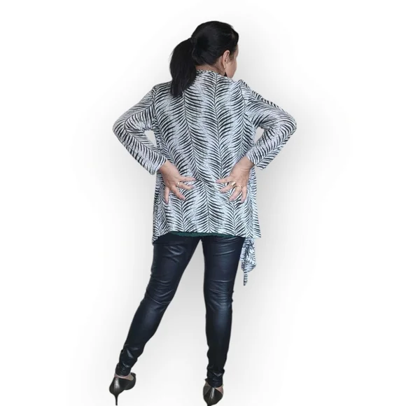 Chic Zebra Pattern Drape Cardigan - Picture 7 of 13